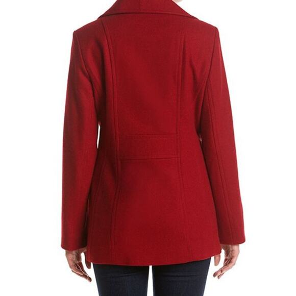 London Fog Peacoat Wool Blend Single-Breasted Women XXS 2XS Red Lined - Picture 2 of 12